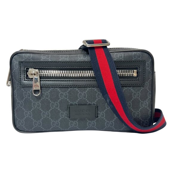 $1100 GUCCI Charcoal GG Supreme Multi Monogram Canvas Belt Bag - Picture 2 of 12